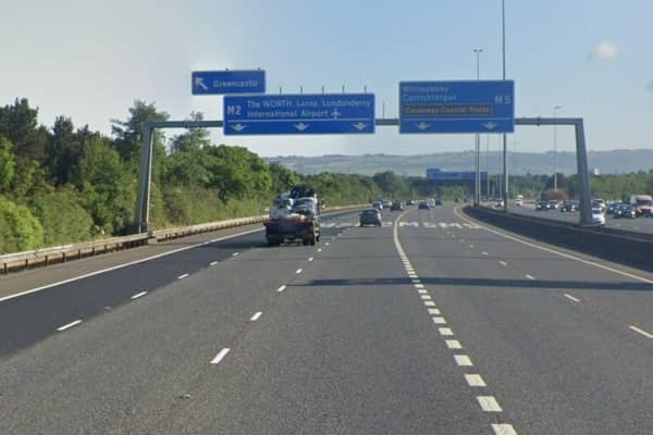 Police are appealing for witnesses to a collision on the M2 northbound on Friday, May 17 between Fortwilliam and Greencastle.  Picture: Google