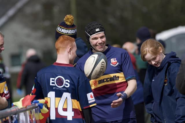 ​Joshua Millar and Mark Hudson with well-wishers.