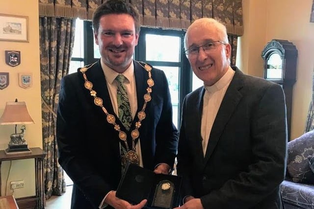 Dr Kirkpatrick with Councillor Scott Carson Mayor of Lisburn and Castlereagh City Council