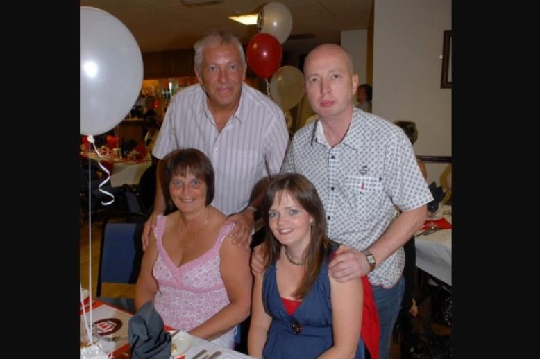Valerie and James Woods with Glenda Perry and Allister Bradley pictured at the Manchester United Supporters' Club dinner in the Larne Masonic Centre in 2009.