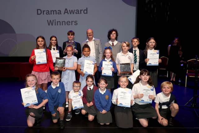 Some of the young people who enjoyed the Lisburn & Castlereagh City Council's 42nd Annual Schools' Arts Awards held in Lisburn. Also included is Councillor Tim Mitchell. Pic credit: Steven McAuley/McAuley Multimedia