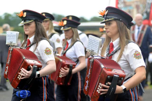 Mullabrack Accordion Band stepping out at Scarva on July 13, 2022. Picture: Tony Hendron