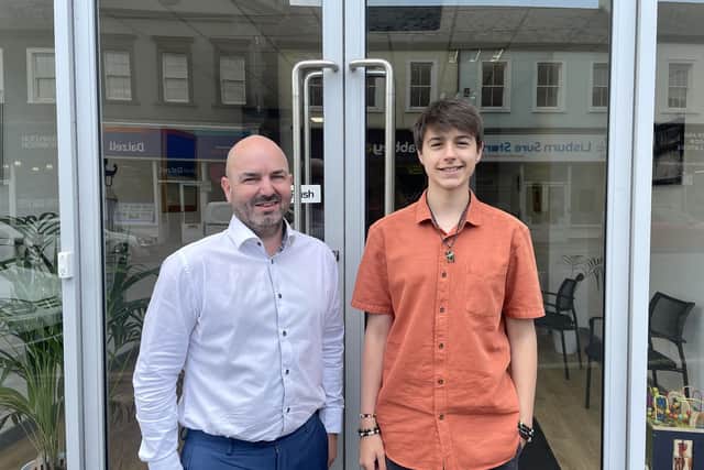 Alliance Lagan Valley MLA David Honeyford with Year 13 student, James Hamber, from Friends School in Lisburn, who spent a week in Mr Honeyford's Lisburn office. Pic credit: Alliance Party