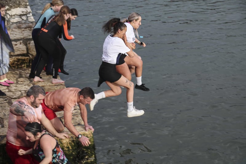 No turning back for these participants at the annual New Year's Day swim in Carnlough.