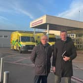 The protection of both Craigavon Area Hospital and Daisy Hill Emergency Departments is ‘vital for the health and wellness of people across the Southern Health Trust’, the SDLP insist. Pictured at Craigavon Hospital are Portadown based Cllr Eamon McNeill who sits on Armagh, Banbridge and Craigavon Council and MLA for Newry and Armagh Justin McNulty.