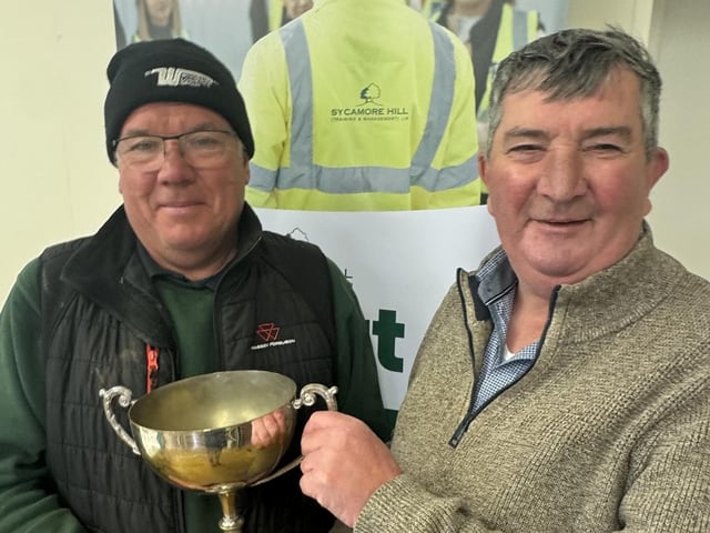 Nigel Gamble wins the Classic Class at Listooder Ploughing Match, Prize presented by host Mr James Baird