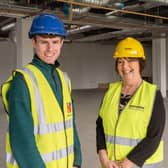 Northern Regional College Construction Studies student Jack Neill from Coleraine,  with Christine Brown, the College Vice Principal for Teaching and Learning.