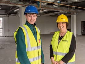 Northern Regional College Construction Studies student Jack Neill from Coleraine,  with Christine Brown, the College Vice Principal for Teaching and Learning.