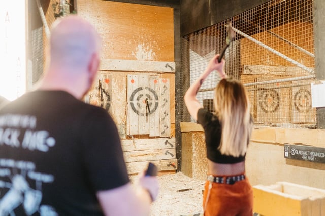 Fast paced, competitive and brimming with fun and excitement, axe throwing with Black Axe Throwing is a surefire way to get the heart racing with your partner. With an onsite expert team, you’ll be guided through the safety necessities, the basics, advanced throws, the ultimate competition, as well as photos to document your time together.
For more information, go to blackaxethrowing.com
