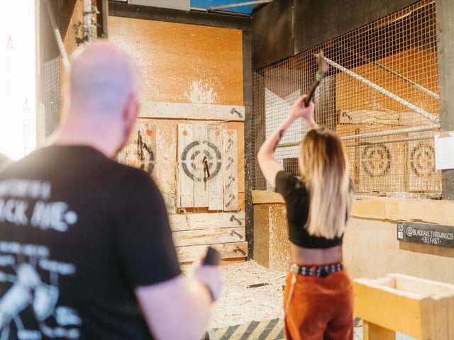 Fast paced, competitive and brimming with fun and excitement, axe throwing with Black Axe Throwing is a surefire way to get the heart racing with your partner. With an onsite expert team, you’ll be guided through the safety necessities, the basics, advanced throws, the ultimate competition, as well as photos to document your time together.
For more information, go to blackaxethrowing.com
