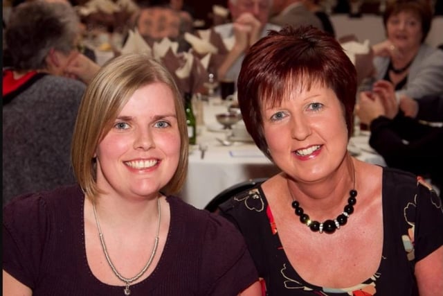Nichola Cowan and Arlene Paisley at the Knockagh Lodge for a Kilroot Ploughing dinner in 2011.