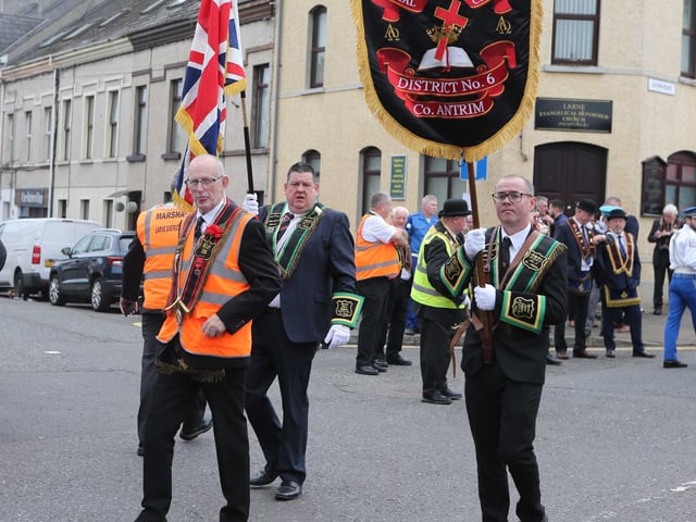 Taking part in the 'Last Saturday' parade in Larne.