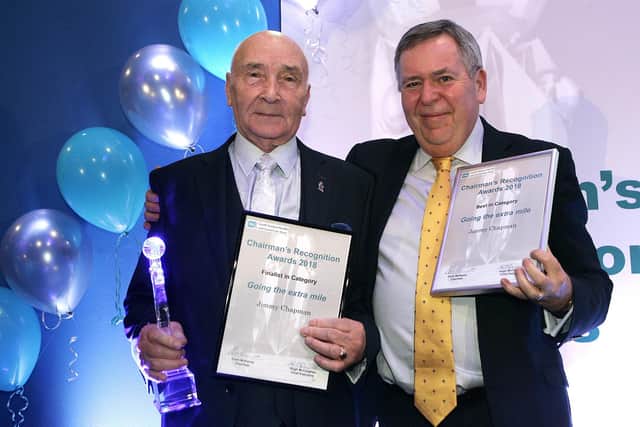 Jimmy with previous Trust Chairman, Colm McKenna at the 2018 Chairman’s Awards. Pic credit: SEHSCT