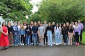 Loreto College top achievers at GCSE with Vice Principals Mrs McCarry and Mrs Pepin