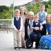Mayor of Lisburn and Castlereagh Councillor Andrew Gowan with his wife Nicola, and their four children Hannah (10), Caleb (9), George (6) and Isaac (3). Pic credit: LCCC