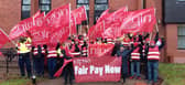 BSO warehouse workers from Lisburn joined a protest at the Secretary of State's offices in Belfast. Pic credit: NIPSA