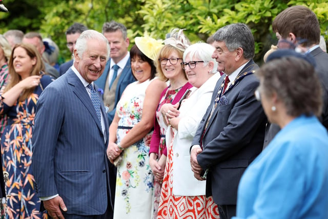 Pictured at the royal garden party is Mayor of Mid and East Antrim Borough Council, Alderman Noel Williams.