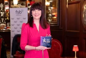 ​Sinéad Lunny of Banbridge-based Vocalis Public Speaking with her FSB Self-Employed Award.