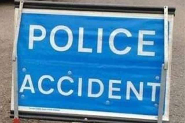Road accident PSNI sign.
