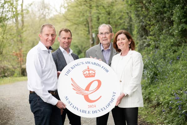 David Henry, Ian Henry, Jim Henry, and Julie McKeown of Henry Brothers celebrate success in The King’s Awards for Enterprise. Picture: Henry Brothers