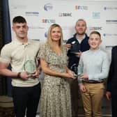 Ross Smyth, SRC Principal Lee Campbell, Declan Heaney, Lubo Mulkerns and Henry Douglas at the first ever Further Education NI Excellence Awards. Picture:  Press Eye