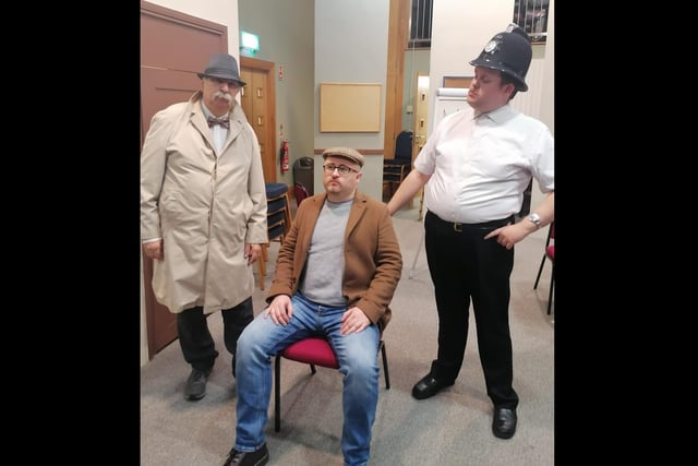 DI Twigg and PC Lockett have a word with caretaker Harry Knott.