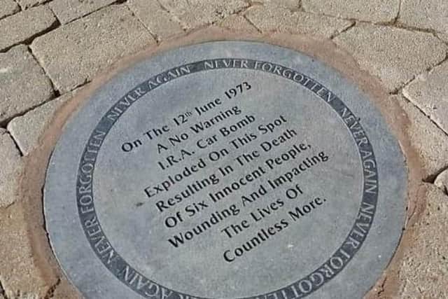 The memorial stone in Railway Road