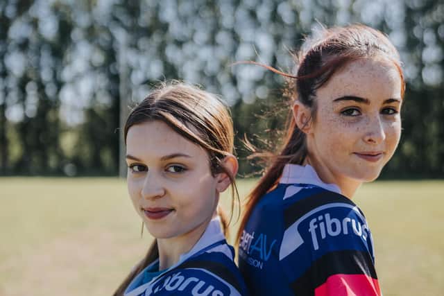 Coleraine Rugby Club’s Girls’ Youth section’s Eva Draycott and Tillie O’Hara. Credit David Cavan