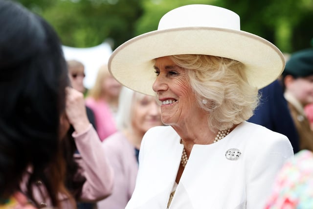 Queen Camilla pictured during the garden party at Hillsborough Castle.