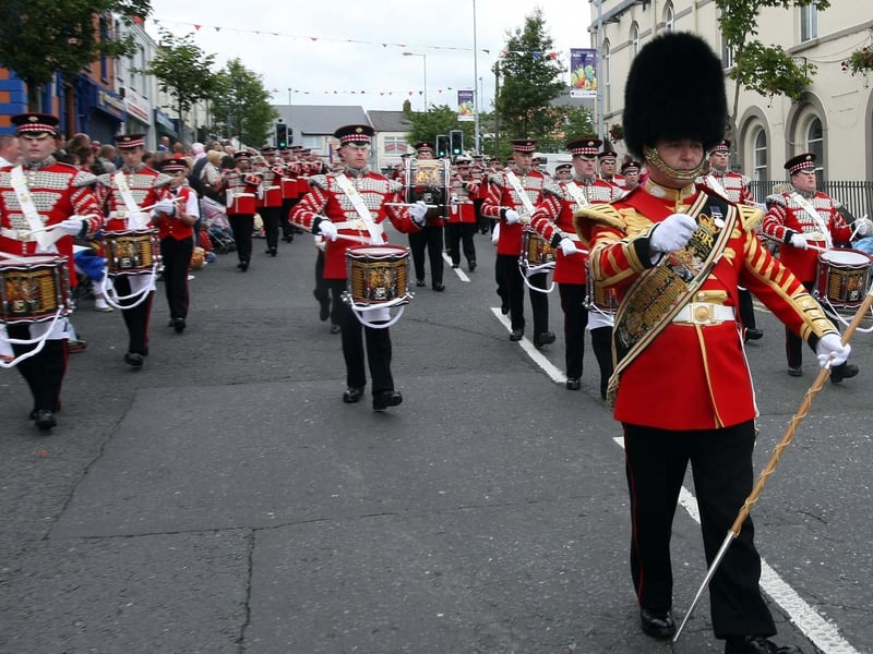Blackskull Flute Band lead the Carnmoney District through Ballyclare. NT29-040FP