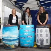 The completed barrels after the live paint on Sunday at Millennium Park in Bushmills. Credit Enterprise Causeway