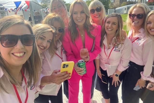 Britain's Got Talent judge Amanda Holden at the Coronation Concert with Portadown choir Just Sing which sang at the concert for King Charles and Queen Camilla.