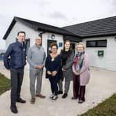 Pictured at the updated facilities in Glenarm are Eamon McMullan, capital regeneration manager, Mid and East Antrim Council; Leslie Morrow, secretary, Glenarm Village Committee; the Mayor,  Alderman Gerardine Mulvenna; Karen O’Neill, Department for Communities Regional Development Office and Frances Wilson, vice chair, Glenarm Village Committee.