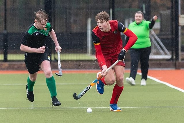 Action from the Burney Cup semi final between Banbridge Academy and Sullivan Upper School at Stormont on Wednesday 28th February 2024