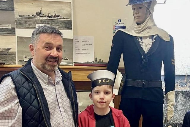 Robin Swann MLA, alongside his son Evan who both enjoyed looking at the artefacts and getting involved at this year’s Bushmills Through the Wars exhibition in aid of Diabetes UK, The Poppy Appeal and The Church of Ireland Bishop’s Appeal. Credit McAuley Multimedia