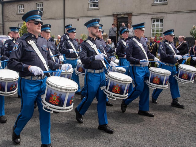 Markethill Protestant Boys on parade at Scarva on Saturday. TH 105.
