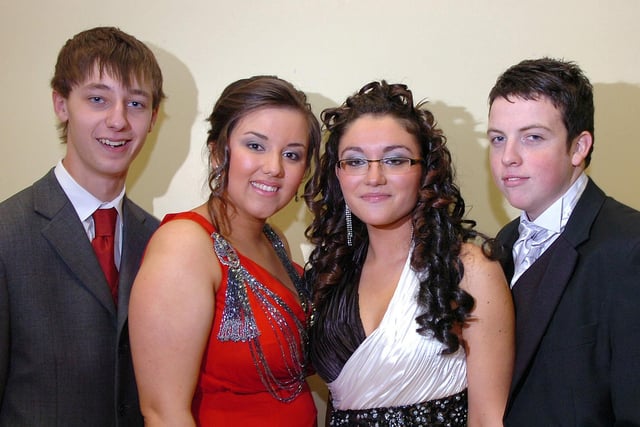 Posing for our cameraman at the Sperrin College formal in 2010 were David, Megan, Anna and Phelim.