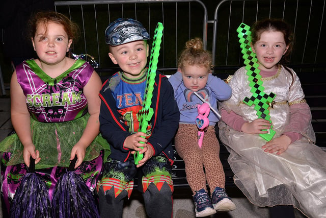 Some of the children who were excited as they waited for the  ABC Council fireworks display at Craigavon Lakes to begin. Pictured from left are, Ellie-May McShane, Casey Doran, Nevaeh-Grace McClure and Georgia-May  Laughlin. PT44-216.