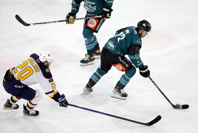 Belfast Giant Steve Owre in action against the Guildford Flames in the second leg of the Challenge Cup semi-final at the SSE Arena. Picture: William Cherry/PressEye