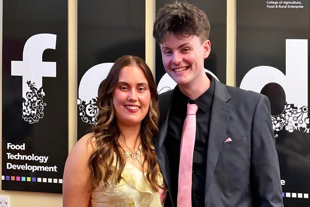 Level 3 student Eireann Gallagher from Antrim ready for the Loughry Campus formal with guest Corey McGuigan.