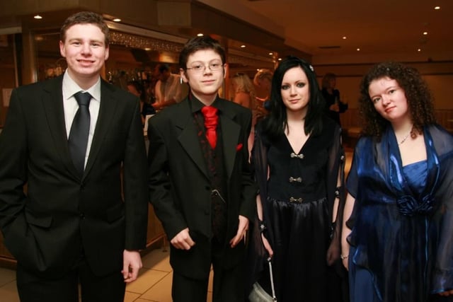Pictured at Knockagh Lodge for Ulidia Integrated College's 2010 formal were Carl Nelson, Andrew Heald, Cheryl Donnelly and Natalie Simmons.