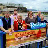 Alderman Mark Fielding and Alderman Richard Stewart, Margaret Anne McKillop, Deputy Mayor of Causeway Coast and Glens Borough Council, Lisa Mooney, Radius Housing, Nigel Handforth and Sheila Jackson from Portstewart Community Association, organisers of the Red Sails Festival. Credit Radius Housing