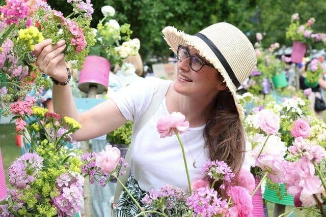 Enjoying the blooms at the 2023 Garden Show Ireland. Picture: Darren Kidd / Press Eye
