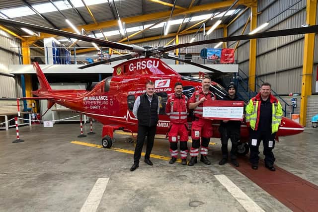 Thomas McPeake made a donation to the charity Air Ambulance NI after conducting a fundraising effort at Banagher Glen, Dungiven. (Pic: Contributed).