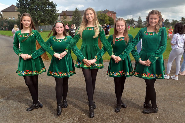 Some of the dancers from the Kildara School of Irish Dancing who entertained the crowd at the St John the Baptist's College fun day on Saturday. PT37-215.