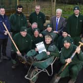 Parks & Amenities team from Lisburn & Castlereagh City Council are pictured with Councillor Thomas Beckett, Chair of LCCC’s Communities and Wellbeing Committee after the team were recognised at an awards ceremony for the UK’s professional landscaping industry. Pic credit: LCCC