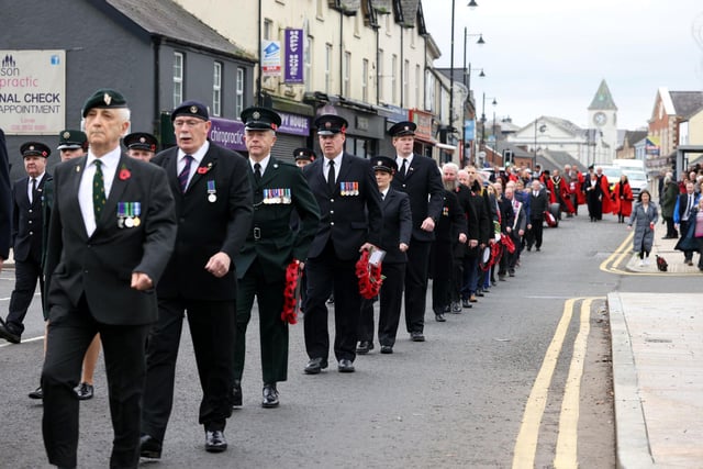 Members of the PSNI and NIFRS took part in Sunday's memorial parade.