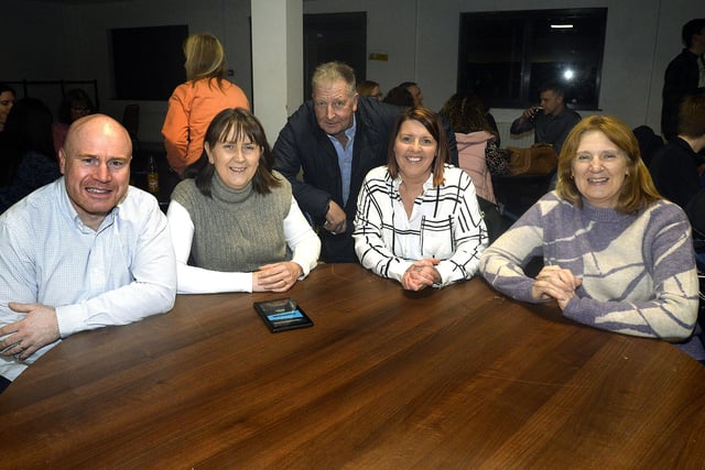 Pictured at the Parents and Friends Of Portadown College quiz are from left, Tim Vennard, Arlinda Benn, Robert Martin, Shona Vennard and Alison Martin. PT09-207.