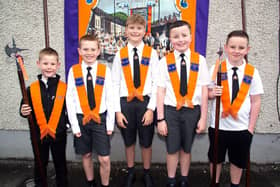 Members of the Parkmount Junior LOL 150 pictured before heading off to Bangor on Saturday morning. Included from left are, Jacob, Nathan, Frankie, Leighton and Brodie. PT22-200.