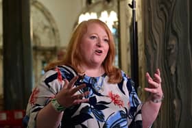Pacemaker Press 19/05/23
Alliance Leader Naomi Long    at Belfast City Hall on Friday.
Voters went to the polls on Thursday to decide who would represent them on the 11 councils.
A total of 1,305,553 people were eligible to vote, according to the Electoral Office for Northern Ireland.

Pic Colm Lenaghan/Pacemaker:-